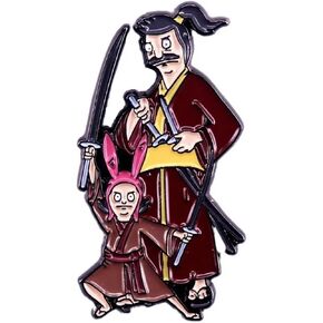 Bob's Burgers Bob Louise Hawk and Chick Japanese Samurai Ronin Swords Movie Film Belcher Family Cartoon Comedy TV Show 1.6" Enamel Pin Badge