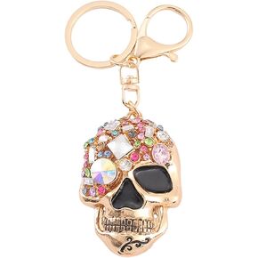 Skull Keychains 3D Creative Novelty Blings Crystal Skull Keyrings Punk Style Cool Car Pendant Purse Handbag Charm Decor Gift