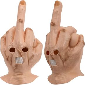 Middle Finger Mask for Adults Realistic Halloween Face Masks with Mesh Mouth Funny Middle Finger Mask Cosplay Costume