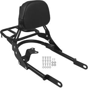 Motorcycle Sissy Bar Backrest Rear Passenger Seat Replacement for Bonneville T120 /Black 2016-2022 Bonneville T100 2017-2022 Detachable Backrest (With Luggage Rack)