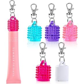 غطاء رأس الشفاه Keychain Cap لجمع الجمعة الصيفية 15G/0.5 أوقية - قبعة بديلة مع سدادة ، سلسلة مفاتيح لامع الشفاه ، ملحقات مفاتيح مريحة للنساء والأمهات ، منع الخسارة