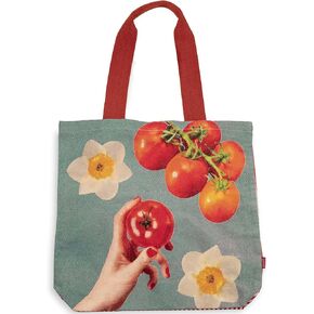 Ban.do Big Canvas Bag مع حزام الكتف ، أو حمل سفر قابل لإعادة الاستخدام خفيفة الوزن للكتب أو الشاطئ أو المنتجات ، والطماطم هي الأفضل