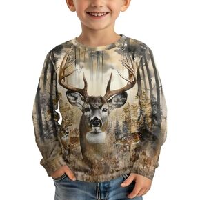 Boys Casual Long Sleeve T-Shirts Kids Fall Pullover Tops Novelty Graphic Tees Shirt Soft Spring Tshirts 3-16T