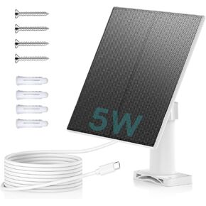 ZUMIMALL 3W Solar Panel for Security Camera Wireless Outdoor, IP66 Waterproof Solar Panel with 10ft Type C Cable, Suitable for All Security Camera (Type C Port)