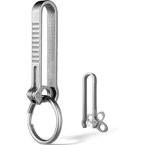 TISUR Titanium Belt Key Holder，Quick Release Keychain Clip with Key Ring，Carabiner Keychain Women Men for Car Keys
