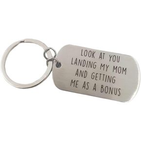 Look at you Landing My Mom, Step Dad Gifts, Stepdad Keychain, Bonus Dad Gifts for Stepdad, Landing My Mom
