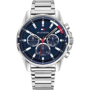 Tommy Hilfiger Men's Quartz Stainless Steel and Bracelet Sporty Watch, Color: Silver (Model: 1791788)