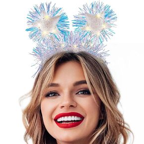 تضيء أشرطة رأس روعة النجوم الذهبية المتألقة head boppers accessories tinsel hair for women happy birthday (c-gold)