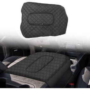 Center Console Cover Compatible with 2019-2023 2024 2025 Chevy Silverado/Sierra Jump Seat, Middle Console Armrest Lid Leather Protector Pad with Zip Interior Decoration (for Split Bench Seat Console)