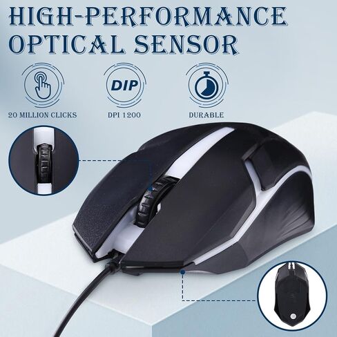 Sratte 30 Pack Black USB Wired Mouse Bulk 1200 DPI RGB Optical Computer Mouse 3 Button 7 Color LED Backlit Gaming Mouse Wired Office Mouse Ergonomic USB Computer Mouse for Desktop Laptop Gamer in Saudi Arabia