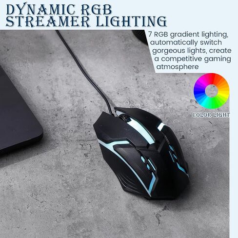Sratte 30 Pack Black USB Wired Mouse Bulk 1200 DPI RGB Optical Computer Mouse 3 Button 7 Color LED Backlit Gaming Mouse Wired Office Mouse Ergonomic USB Computer Mouse for Desktop Laptop Gamer in Saudi Arabia