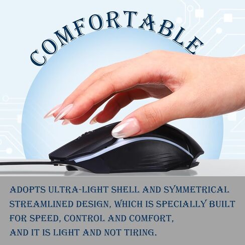 Sratte 30 Pack Black USB Wired Mouse Bulk 1200 DPI RGB Optical Computer Mouse 3 Button 7 Color LED Backlit Gaming Mouse Wired Office Mouse Ergonomic USB Computer Mouse for Desktop Laptop Gamer in Saudi Arabia