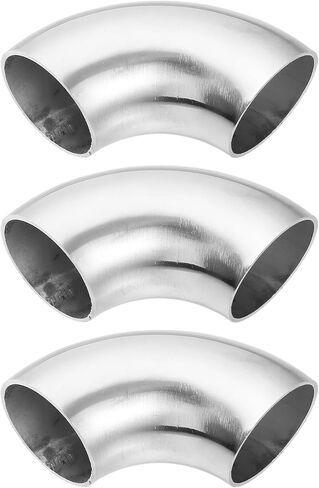 uxcell 3pcs OD 4 Inch 90 Degree Mandrel Bend Elbow SS304 Stainless Steel Bend Tube Exhaust Elbow Pipe for Car Arc Length 200mm Silver Tone in Saudi Arabia
