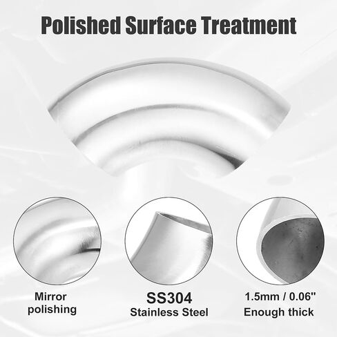 uxcell 3pcs OD 4 Inch 90 Degree Mandrel Bend Elbow SS304 Stainless Steel Bend Tube Exhaust Elbow Pipe for Car Arc Length 200mm Silver Tone in Saudi Arabia