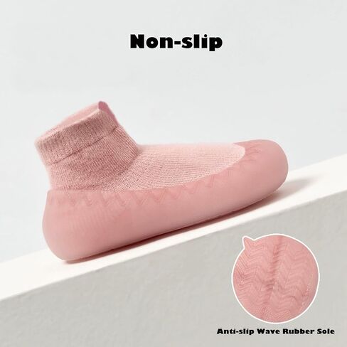 2 Pairs Baby Sock Shoes Boys Girls Non Slip Soft Rubber Sole Slippers Toddler First Walking Shoes Infant Babys Slip-on Sneakers in Kuwait