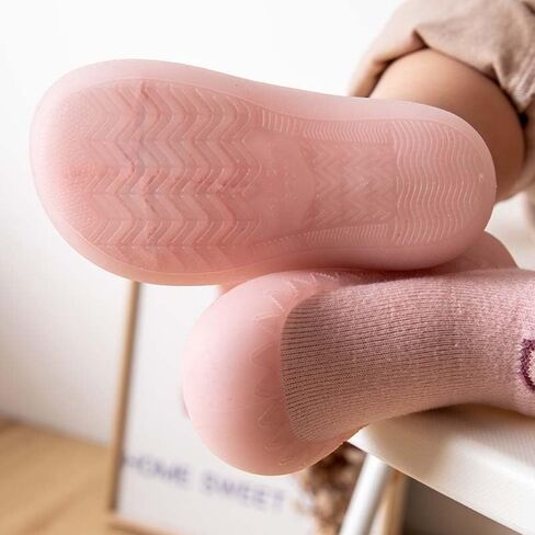 2 Pairs Baby Sock Shoes Boys Girls Non Slip Soft Rubber Sole Slippers Toddler First Walking Shoes Infant Babys Slip-on Sneakers in Kuwait