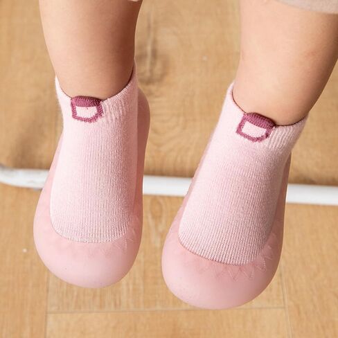 2 Pairs Baby Sock Shoes Boys Girls Non Slip Soft Rubber Sole Slippers Toddler First Walking Shoes Infant Babys Slip-on Sneakers in Kuwait