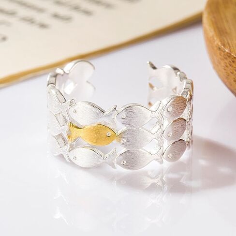 Angyape Swim Against the Current Ring,Christian Fish Ring for Women Hope Rings Jewelry Gifts Inspirational Rings The Chosen Merchandise in Saudi Arabia