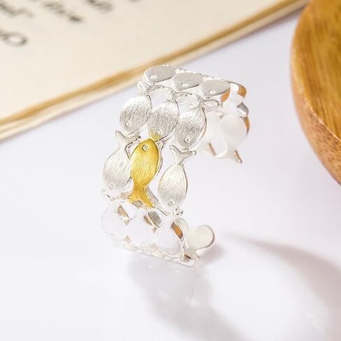 Angyape Swim Against the Current Ring,Christian Fish Ring for Women Hope Rings Jewelry Gifts Inspirational Rings The Chosen Merchandise in Saudi Arabia
