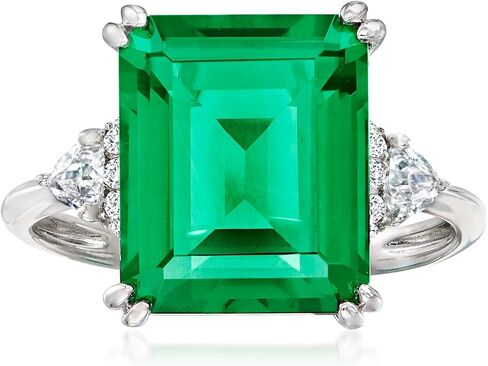روس سايمونز 6.00 CT. T.W. محاكاة الزمرد و .19 CT. T.W. حلقة CZ في الفضة الاسترليني in Kuwait