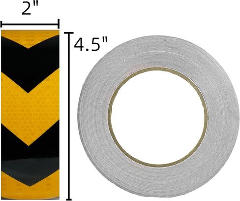 SWRT 2 Inch X 160 FT Reflective Tape Outdoor Waterproof Black & Yellow Reflective Tape Heavy Duty Strong Adhesive Hazard Caution Safety Warning Tape Reflector Conspicuity Tape for Trailer in Saudi Arabia