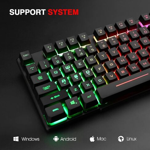 Rii RK100+ Multiple Color Rainbow LED Backlit Large Size USB Wired Mechanical Feeling Multimedia PC Gaming Keyboard,Office Keyboard for Working or Primer Gaming,Office Device in Saudi Arabia