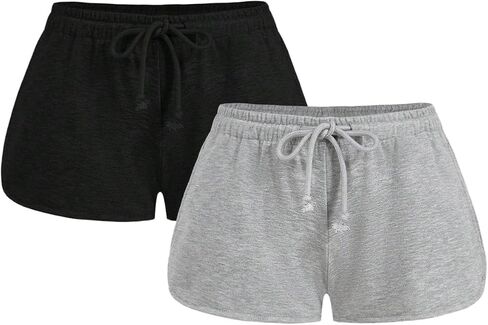 SOLY HUX Women's Summer Wide Leg Sweat Shorts Drawstring Elastic Waist Loose Track Shorts 2 Packs in Saudi Arabia