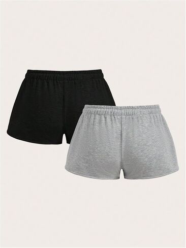 SOLY HUX Women's Summer Wide Leg Sweat Shorts Drawstring Elastic Waist Loose Track Shorts 2 Packs in Saudi Arabia