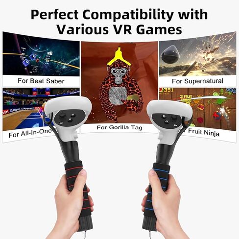 AMVR Gorilla Tag Long Arms Beat Saber Handles for Oculus Quest 2/Quest/Rift S, VR Controller Extension Grip Accessories 2 in 1 Dual/Long Stick Attachment to Play Multiple VR Games, Great Gift for Kids in Kuwait