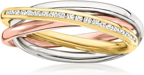 Ross-Simons 0.20 ct. t.w. Diamond Multi-Row Ring in Tri-Colored Sterling Silver in Saudi Arabia