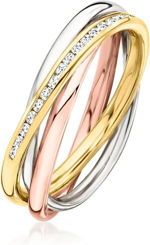 Ross-Simons 0.20 ct. t.w. Diamond Multi-Row Ring in Tri-Colored Sterling Silver in Saudi Arabia