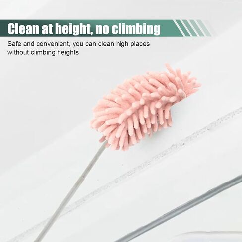 2PCS Car Interior Duster, Soft Chenille Detailing Brush with Extension Pole, Washable Long Handle Cleaning Duster Tool for Auto Dash Vent Window, Universal Home Car Cleaning Supplies (Pink) in Saudi Arabia