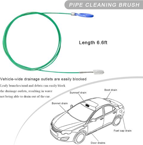 Auto Sunroof Drain Cleaning Tool, 118 Inch Long Pipe Cleaning Brush Windshield Wiper Drain Hole, Flexible Slim Drain Dredging Brush Tube Cleaner for Car Tank Drain Kitchen in Saudi Arabia