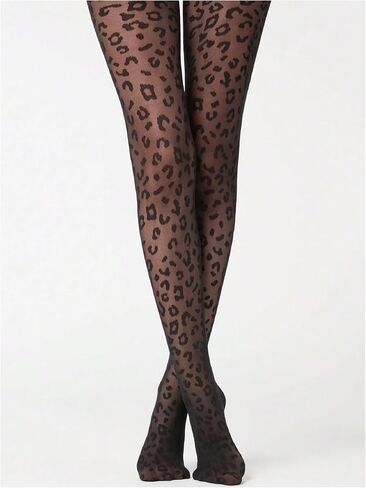 Wdirara Women’s Leopard Print Prints Arecy Mesh High Weist Bantyhose Hit Gourgleshs High in Kuwait