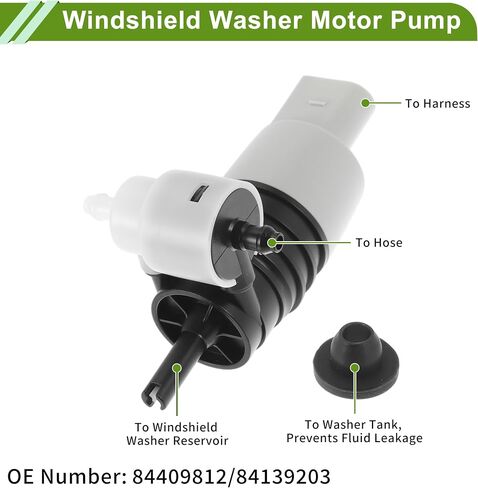 ACROPIX Windshield Washer Pump with Grommet for Chevrolet Cruze 2017-2019 Front Washer Fluid Pump Windshield Wiper Pump No.84409812/84139203 Black,Gray 1 Set in Saudi Arabia