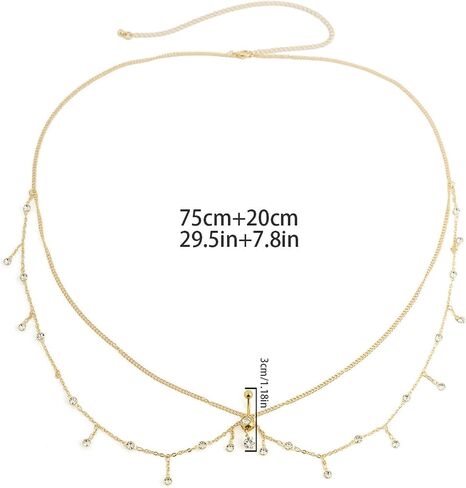 Summer Crystal Tassel Navel Nail Waist Chain for Women Bikini Beach Rhinestone Piercing Navel Chain Sexy Belly Button Ring Piercing Waist Body Jewelry in Saudi Arabia