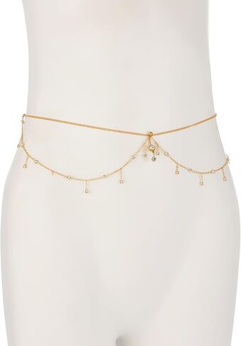 Summer Crystal Tassel Navel Nail Waist Chain for Women Bikini Beach Rhinestone Piercing Navel Chain Sexy Belly Button Ring Piercing Waist Body Jewelry in Saudi Arabia