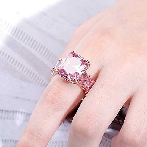 14K Gold Radiant Cut Inlaid Moissanite Ring, Women's Engagement Ring, A Radiant Choice for Proposals or Anniversaries in Saudi Arabia