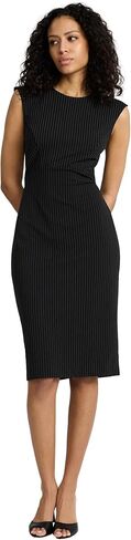 Express Womens Pinstripe Cap Sleeve Back Zipper Midi Gheath Dress in Kuwait