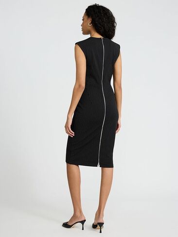 Express Womens Pinstripe Cap Sleeve Back Zipper Midi Gheath Dress in Kuwait