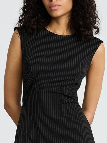 Express Womens Pinstripe Cap Sleeve Back Zipper Midi Gheath Dress in Kuwait