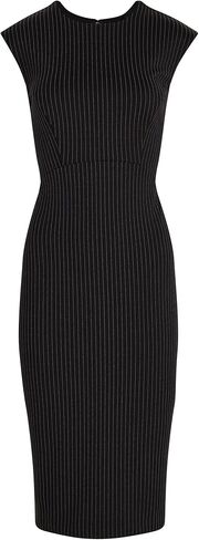 Express Womens Pinstripe Cap Sleeve Back Zipper Midi Gheath Dress in Kuwait