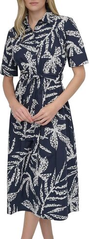 DKNY Women's Short Sleeve Cotton Poplin Collared Shirtdress in Saudi Arabia