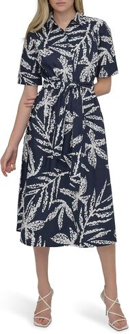 DKNY Women's Short Sleeve Cotton Poplin Collared Shirtdress in Saudi Arabia
