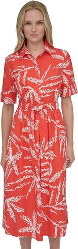 DKNY Women's Short Sleeve Cotton Poplin Collared Shirtdress in Saudi Arabia