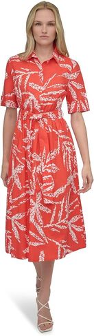 DKNY Women's Short Sleeve Cotton Poplin Collared Shirtdress in Saudi Arabia