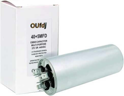 CBB65 Dual Run Circular Start Capacitor, 50+5 uF 50/5 MFD ±5% 370V/440VAC Combination Capacitor for Compressor AC Motor Run Fan Start Condenser Straight Cool/Heat in Saudi Arabia