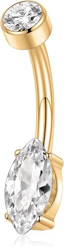 PEAKLINK G23 Titanium Belly Button Ring 14G Belly Piercing 10mm Navel Ring Internal Thread Navel Piercing Jewelry Cubic Zirconia Navel Belly Barbell Stud for Women in Saudi Arabia