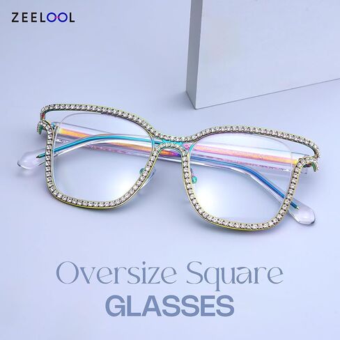 Zeelool Diamond Square Blue Light Glasses Fashion Glasses Frame for Women Shine JGM104070 in Saudi Arabia