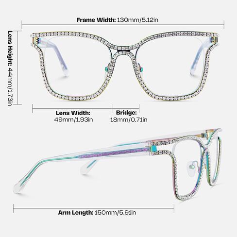 Zeelool Diamond Square Blue Light Glasses Fashion Glasses Frame for Women Shine JGM104070 in Saudi Arabia